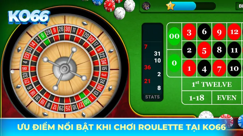 Ưu điểm nổi bật khi chơi roulette tại KO66